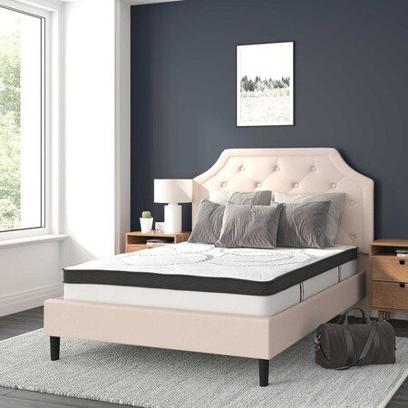 Flash Furniture Full Size Beige Fabric Platform Bed with Mattress SL-BM10-2-GG